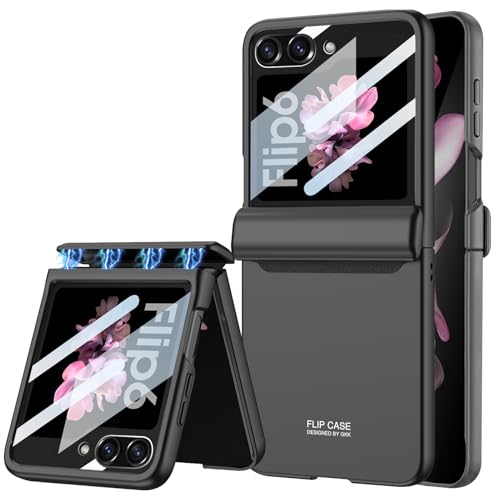 NATNAV für Samsung Galaxy Z Flip 6 Hülle Magnetische Scharnier mit Schutzfolie, Stoßfeste All-Inclusive Hülle für Galaxy Z Flip 6 (Schwarz) von NATNAV