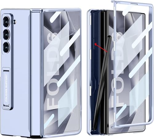 NATNAV für Samsung Galaxy Z Fold 6 Hülle [Eingebauter versteckter S-Stifthalter & Ständer] [Displayschutz] [Magnetischer Scharnierschutz] 360-Grad-All-inclusive-stoßfeste Schutzhülle (Blau) von NATNAV