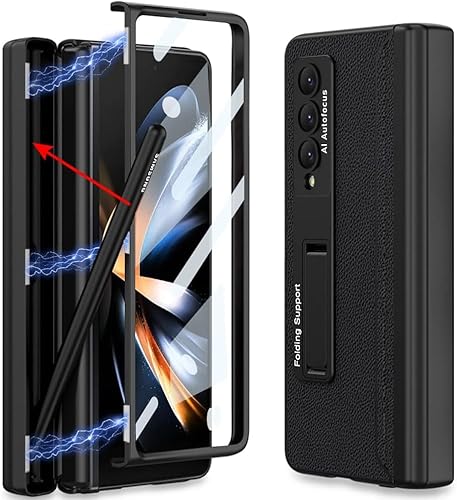 NATNAV für Samsung Galaxy Z Fold 6 Hülle Leder [Eingebauter versteckter S-Stifthalter & Ständer] [Displayschutz] [Magnetischer Scharnierschutz] 360-Grad-All-inclusive-stoßfeste Schutzhülle von NATNAV