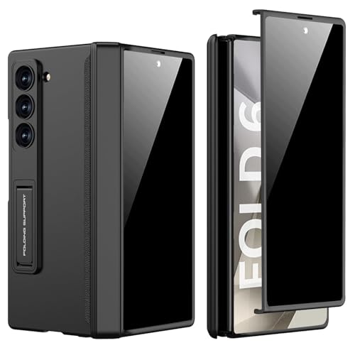 NATNAV für Samsung Galaxy Z Fold 6 Hülle mit Scharnierabdeckung Schutz & Ständer, eingebaute Sichtschutzfolie auf der Vorderseite stoßfeste schlanke Anti-Spy-Filmabdeckung (Schwarz) von NATNAV