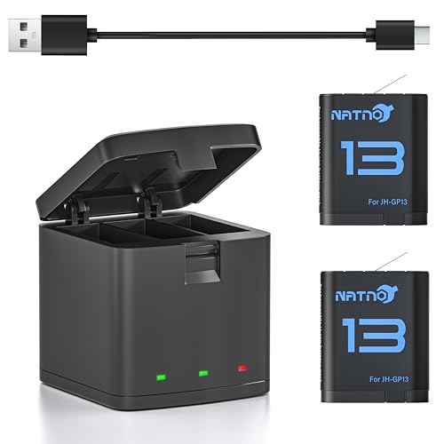 NATNO Akku für Hero 13, 2 Stück 2100mAh Akkus und Triple Slot USB Akku-Ladegerät Zubehör Kompatibel mit Hero 13 Black Action Kamera NATNO Akku für Hero 13, 2 Stück 2100mAh Akkus und Triple Slot USB Akku-Ladegerät Zubehör Kompatibel mit Hero 13 Black Action Kamera von NATNO