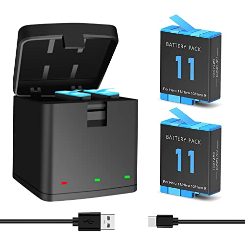 NATNO Akku für Hero 12 11 10 9, 2 Pack 1800mAh Akku und 3 Kanal Ladegerät für Gopro Hero 12/ Hero 11/ Hero 10/ Hero 9 Black/Mini/Creator Edition, CHDHX-901-XX NATNO Akku für Hero 12 11 10 9, 2 Pack 1800mAh Akku und 3 Kanal Ladegerät für Gopro Hero 12/ Hero 11/ Hero 10/ Hero 9 Black/Mini/Creator Edition, CHDHX-901-XX von NATNO