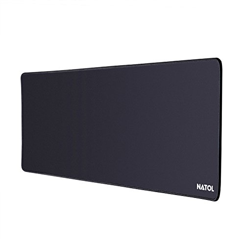 NATOL Gaming Mauspad, Gaming Mousepad XXL 800 x 300 x 4 mm mit Genähten Kanten, Rutschfestes Mauspad Groß mit Angenehmer Oberfläche für Tastatur und Maus, Schwarz von NATOL