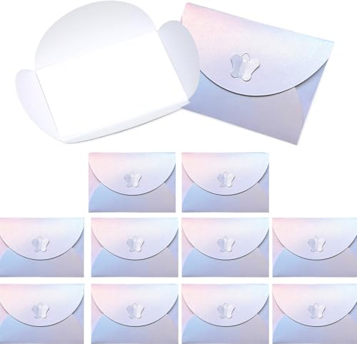 NATOSU 10 Mini Umschläge mit Karten, Mini Umschläge aus Perlglanzpapier mit Farbverlauf, blanko Karten, kleine Umschläge mit Schmetterlingsverschluss für Weihnachtsgeschenkkarten NATOSU 10 Mini Umschläge mit Karten, Mini Umschläge aus Perlglanzpapier mit Farbverlauf, blanko Karten, kleine Umschläge mit Schmetterlingsverschluss für Weihnachtsgeschenkkarten von NATOSU