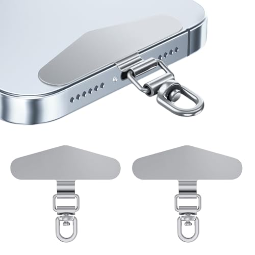 NATOSU 2 Stück Handyketten-Universalpads, Edelstahl-Multifunktions-Handy-Lanyard-Patch, 360 Grad multidirektionale Rotationsräder, Universal-Handykette von NATOSU