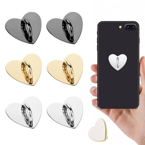 NATOSU 6 Stück Handyhalter in Herzform, Handyring, Selbstklebender Handyhaken, Handyanhänger, Haken für Handy, Tablet, DIY-Zubehör NATOSU 6 Stück Handyhalter in Herzform, Handyring, Selbstklebender Handyhaken, Handyanhänger, Haken für Handy, Tablet, DIY-Zubehör von NATOSU