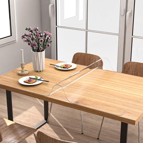NATRKE Transparente Schreibtischunterlage, Extra Groß 152.4x91.4x0,15cm Klare Schreibunterlage Durchsichtige Schreibtischmatte Unterlage Tischschoner Rutschfeste Runde Kanten für Büro & Zuhause von NATRKE