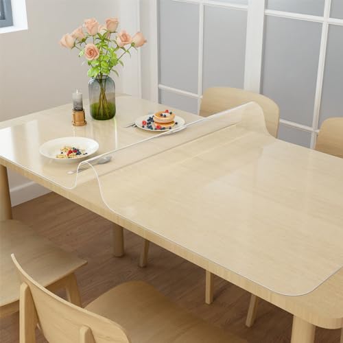 NATRKE Schreibtischunterlage Transparent, Groß 120x60cm Schreibunterlage klare Durchsichtige Schreibtischmatte Unterlage Tischschoner rutschfeste Runde Kanten Schreibunterlage für Büro und Zuhause von NATRKE