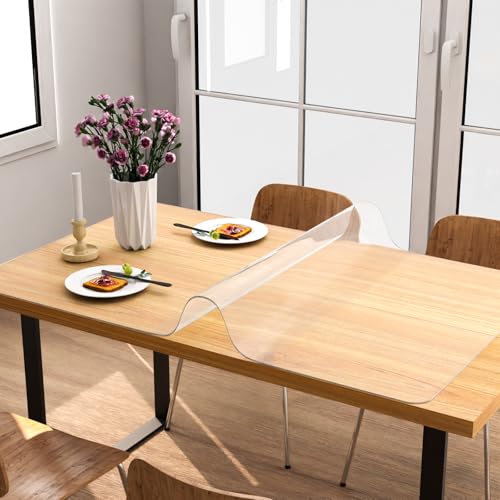 NATRKE Transparente Schreibtischunterlage Mattes, Extra Groß 152x91x0,15cm Schreibunterlage Durchsichtige Schreibtischmatte Unterlage Tischschoner Rutschfeste Runde Kanten für Büro & Zuhause von NATRKE