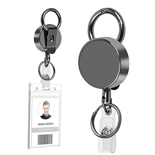 Natuce 2 Stück Einziehbarer Schlüsselanhänger,Schlüsselband Ausziehbar mit 68 cm Stahldrahtseil,Einziehbarer Ausweishalter Schlüsselrolle,für Schlüssel,Kartenhalter und Gürtelclip von NATUCE