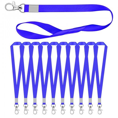 Natuce Blaues Schlüsselbänder, 10 Stück Umhängebänder Lang mit Drehbarer Clip, Flache Lanyard, Ideal für Namensschilder, Schlüssel, Arbeitskarte, Id-Karten (44.5cm/17.5 Inch) von NATUCE