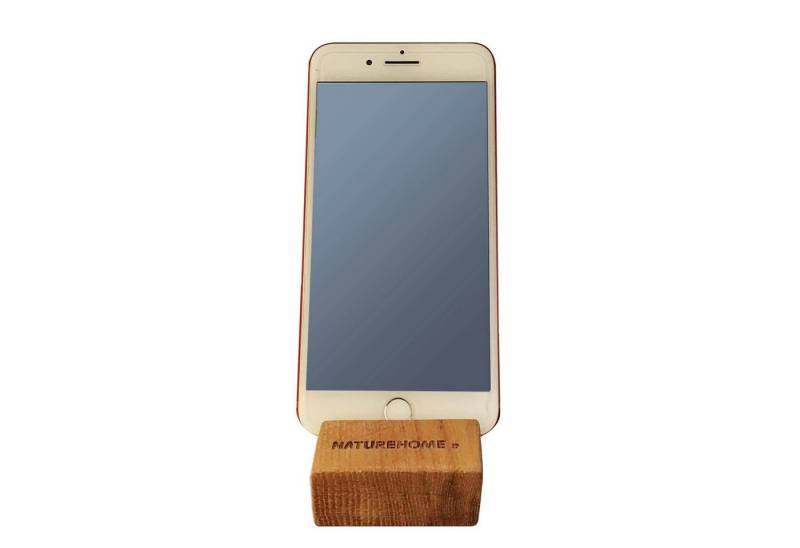 NATUREHOME Smartphone-Halter Holz 8 x 5 x 2,5 cm Nussbaum o. Eiche Handy-Halterung, (1-tlg., Handarbeit, Design, Vegan) von NATUREHOME