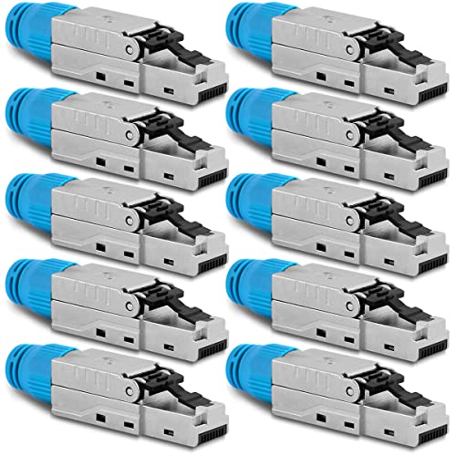 10x Netzwerkstecker Cat 8 CAT8.1 werkzeuglos RJ45 LAN Kabel Stecker ohne Werkzeug werkzeugfrei kompatibel für CAT7 CAT6 CAT6a CAT5 Verlegekabel Patchkabel Netzwerkkabel Toolless Modular Plug Connector von NAUC