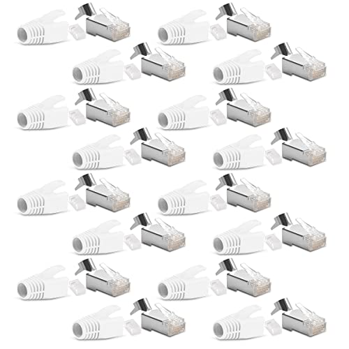 16x Netzwerkstecker CAT7 CAT6A CAT5 RJ45 LAN Netzwerk DSL Crimp Stecker vergoldete Kontakte Einführhilfe Knickschutz geschirmt AWG22/23 ProfiPatch von NAUC