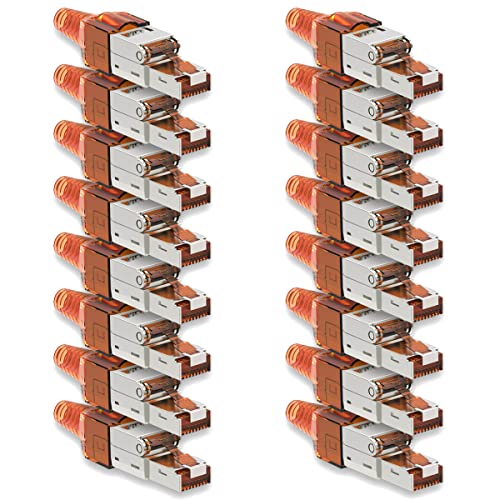 16x Netzwerkstecker Cat 7 CAT7 werkzeuglos RJ45 LAN Kabel Stecker ohne Werkzeug werkzeugfrei kompatibel für CAT6 CAT6a CAT5 Verlegekabel Patchkabel Netzwerkkabel Modular Plug Connector von NAUC