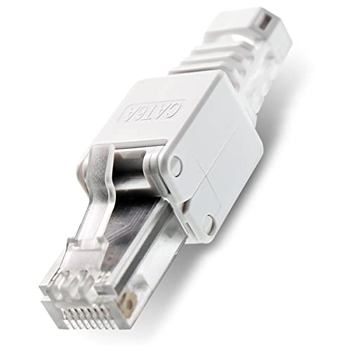 1x Netzwerkstecker werkzeuglos RJ45 CAT6A LAN Kabel bis 7,5 mm Stecker ohne Werkzeug werkzeugfrei CAT7 CAT6 CAT5 Verlegekabel Patchkabel Netzwerkkabel Toolless Modular Plug Connector Crimpstecker von NAUC