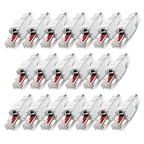 20 Stück Netzwerkstecker werkzeuglos RJ45 CAT6 LAN UTP Kabel Stecker ohne Werkzeug werkzeugfrei CAT5 CAT7 Verlegekabel Patchkabel Netzwerkkabel Toolless Modular Plug Connector Crimpstecker von NAUC