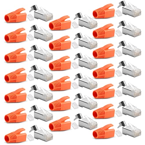 20x Netzwerkstecker CAT7 CAT6A CAT5 RJ45 LAN Netzwerk DSL Crimp Stecker vergoldete Kontakte Einführhilfe Knickschutz geschirmt AWG22/23 ProfiPatch 20x Netzwerkstecker CAT7 CAT6A CAT5 RJ45 LAN Netzwerk DSL Crimp Stecker vergoldete Kontakte Einführhilfe Knickschutz geschirmt AWG22/23 ProfiPatch von NAUC