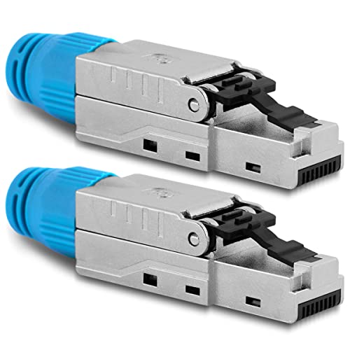 2X Netzwerkstecker Cat 8 CAT8.1 werkzeuglos RJ45 LAN Kabel Stecker ohne Werkzeug werkzeugfrei kompatibel für CAT7 CAT6 CAT6a CAT5 Verlegekabel Patchkabel Netzwerkkabel Toolless Modular Plug Connector von NAUC