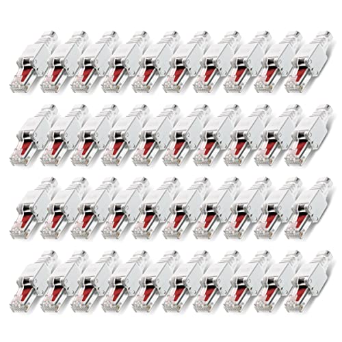 40 Stück Netzwerkstecker werkzeuglos RJ45 CAT6 LAN UTP Kabel Stecker ohne Werkzeug werkzeugfrei CAT5 CAT7 Verlegekabel Patchkabel Netzwerkkabel Toolless Modular Plug Connector Crimpstecker von NAUC