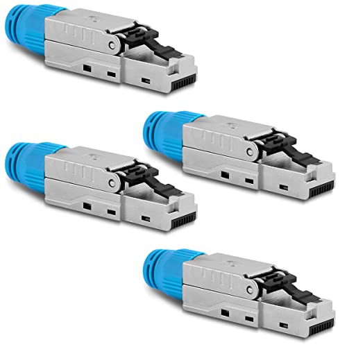 NAUC CAT 8 RJ45 Netzwerkstecker - 4X RJ45 Stecker Steckverbinder - mit Zugentlastung - geschirmt - werkzeuglos - CAT 8 CAT8.1 LAN Netzwerkkabel Stecker von NAUC