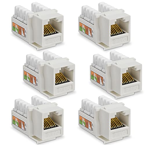 6X CAT6 Keystone RJ45 Modul Buchse 250 MHz werkzeuglos Kupplung Netzwerkkabel Einbaubuchse für Verlegekabel Patchpanel Netzwerkdose von NAUC