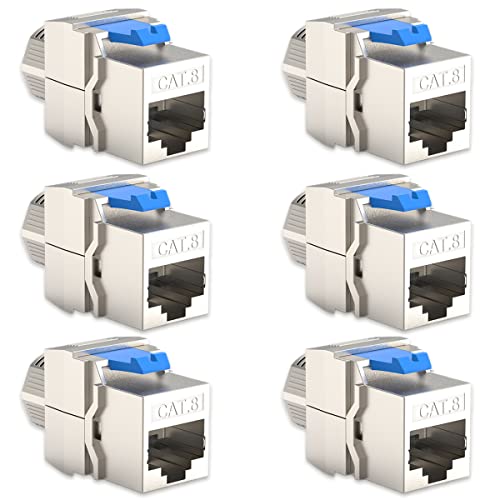 6X CAT8 Keystone RJ45 Modul Buchse 2000 MHz 40Gbit vollgeschirmt werkzeuglos Kupplung Netzwerkkabel Einbaubuchse für Verlegekabel Patchpanel Netzwerkdose von NAUC