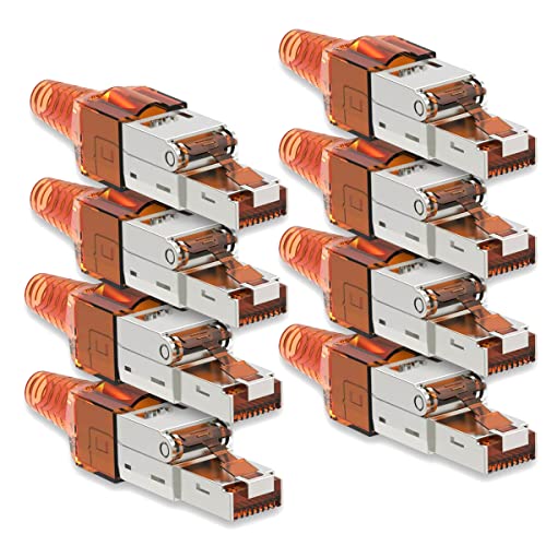 8X Netzwerkstecker Cat 7 CAT7 werkzeuglos RJ45 LAN Kabel Stecker ohne Werkzeug werkzeugfrei kompatibel für CAT6 CAT6a CAT5 Verlegekabel Patchkabel Netzwerkkabel Toolless Modular Plug Connector von NAUC