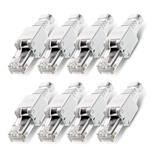 8X Netzwerkstecker werkzeuglos RJ45 CAT6A LAN Kabel bis 7,5 mm Stecker ohne Werkzeug werkzeugfrei CAT7 CAT6 CAT5 Verlegekabel Patchkabel Netzwerkkabel Toolless Modular Plug Connector Crimpstecker von NAUC