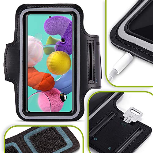 Handy Hülle kompatibel für Samsung Galaxy A41 Tasche Schwarz Schutzhülle Jogging Fitness Case Sportarmband Cover Armbandtasche von NAUC