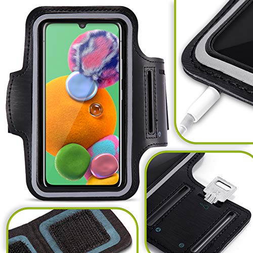 Handy Tasche kompatibel für Samsung Galaxy M32 Schutzhülle Schwarz Jogging Armcase Fitness Case Hülle Sportarmband von NAUC