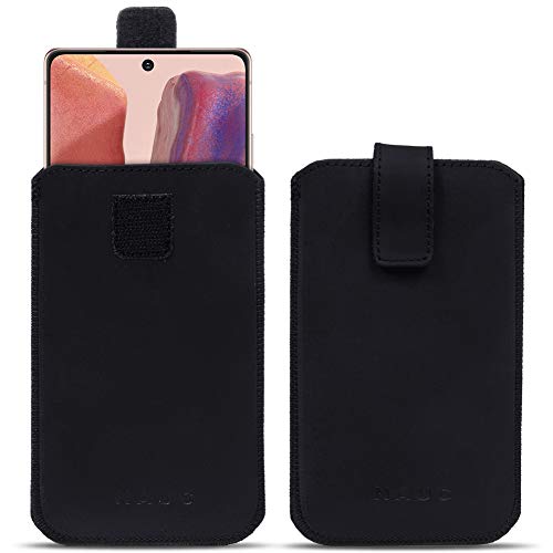 Leder Hülle kompatibel für Samsung Galaxy Note 20 Ultra Tasche Schutzhülle Smartphone Lederhülle Pull Tab Handy Sleeve Hülle Cover Schwarz von NAUC