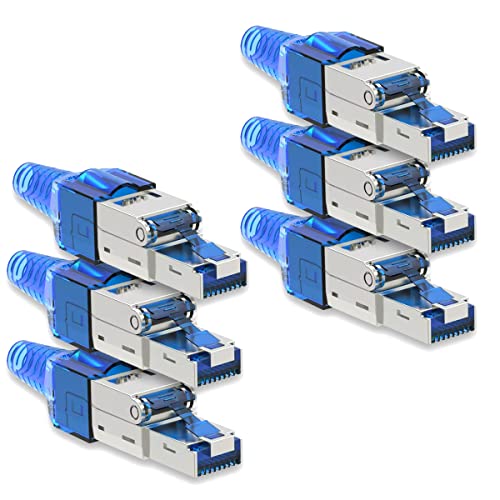 NAUC CAT 7 RJ45 Netzwerkstecker - 6X RJ45 Stecker Steckverbinder - mit Zugentlastung Blau - geschirmt - werkzeuglos - CAT 7 CAT7 LAN Netzwerkkabel Stecker NAUC CAT 7 RJ45 Netzwerkstecker - 6X RJ45 Stecker Steckverbinder - mit Zugentlastung Blau - geschirmt - werkzeuglos - CAT 7 CAT7 LAN Netzwerkkabel Stecker von NAUC