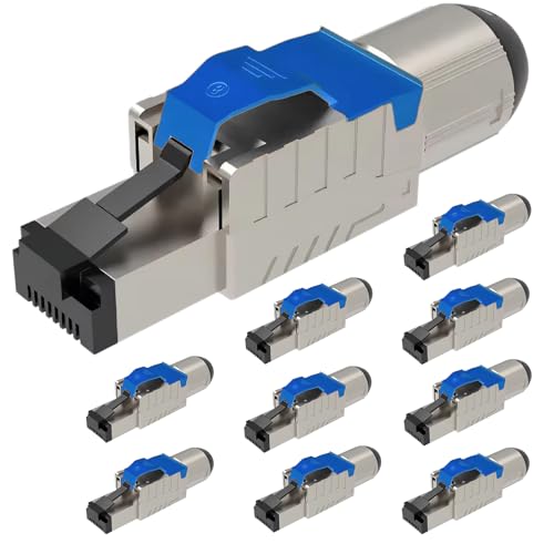 NAUC Cat 8 Cat 8.1 RJ45 Netzwerkstecker - 10x RJ45 Stecker Steckverbinder - mit Zugentlastung Blau - geschirmt - werkzeuglos - Cat 8 Cat8 LAN Netzwerkkabel Stecker NAUC Cat 8 Cat 8.1 RJ45 Netzwerkstecker - 10x RJ45 Stecker Steckverbinder - mit Zugentlastung Blau - geschirmt - werkzeuglos - Cat 8 Cat8 LAN Netzwerkkabel Stecker von NAUC