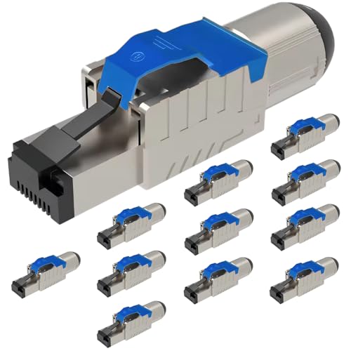 NAUC Cat 8 Cat 8.1 RJ45 Netzwerkstecker - 12x RJ45 Stecker Steckverbinder - mit Zugentlastung Blau - geschirmt - werkzeuglos - Cat 8 Cat8 LAN Netzwerkkabel Stecker NAUC Cat 8 Cat 8.1 RJ45 Netzwerkstecker - 12x RJ45 Stecker Steckverbinder - mit Zugentlastung Blau - geschirmt - werkzeuglos - Cat 8 Cat8 LAN Netzwerkkabel Stecker von NAUC