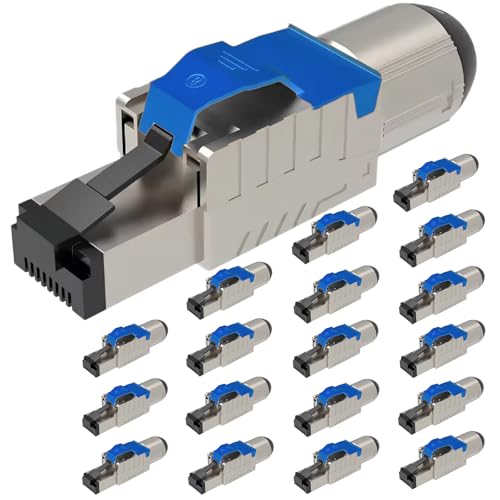 NAUC Cat 8 Cat 8.1 RJ45 Netzwerkstecker - 20x RJ45 Stecker Steckverbinder - mit Zugentlastung Blau - geschirmt - werkzeuglos - Cat 8 Cat8 LAN Netzwerkkabel Stecker NAUC Cat 8 Cat 8.1 RJ45 Netzwerkstecker - 20x RJ45 Stecker Steckverbinder - mit Zugentlastung Blau - geschirmt - werkzeuglos - Cat 8 Cat8 LAN Netzwerkkabel Stecker von NAUC