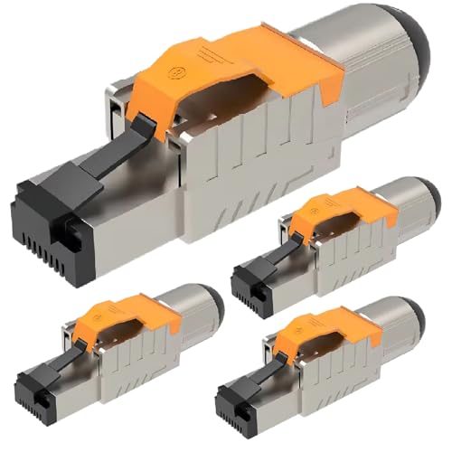 NAUC Cat 8 Cat 8.1 RJ45 Netzwerkstecker - 4X RJ45 Stecker Steckverbinder - mit Zugentlastung Orange - geschirmt - werkzeuglos - Cat 8 Cat8 LAN Netzwerkkabel Stecker NAUC Cat 8 Cat 8.1 RJ45 Netzwerkstecker - 4X RJ45 Stecker Steckverbinder - mit Zugentlastung Orange - geschirmt - werkzeuglos - Cat 8 Cat8 LAN Netzwerkkabel Stecker von NAUC