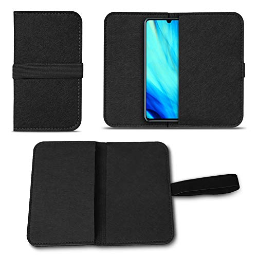 NAUC Filz Hülle kompatibel für Huawei P30 Lite Schutzhülle Cover Tasche Case Flip Filztasche mit Straffen Gummiband, Farben:Schwarz von NAUC