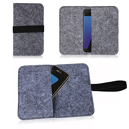NAUC Filz Tasche für Smartphone Cover Hülle Case Schutzhülle Handy Flip Filztasche, Farben:Dunkel Grau, Handy Modelle für:Apple iPhone 6S Plus von NAUC