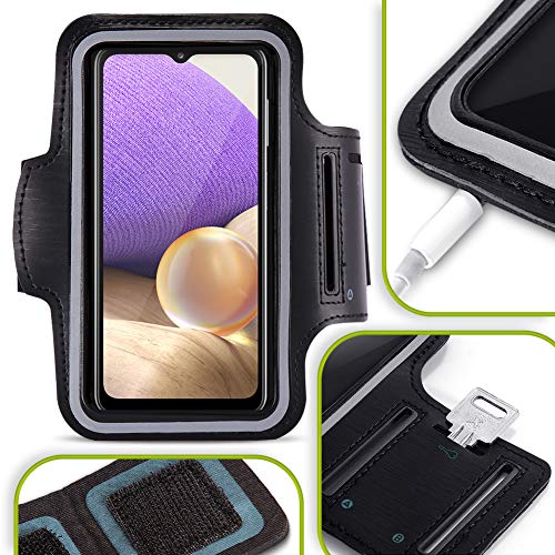 NAUC Handy Tasche kompatibel mit Samsung Galaxy A33 5G Schutzhülle Schwarz Jogging Armcase Fitness Case Hülle Sportarmband von NAUC