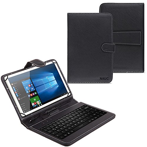 NAUC Hülle Tasche Keyboard Case für Tablet Tastatur QWERTZ Standfunktion Micro USB Schutz Cover mit Standfunktion und Magnetverschluss, Tablet Modell für:Acer Iconia One 10 B3-A20 von NAUC