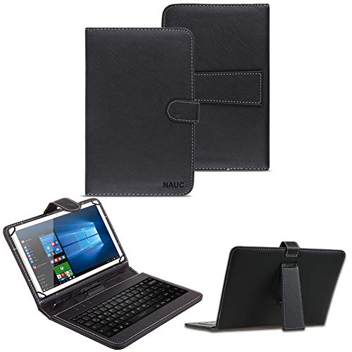 NAUC Keyboard Micro USB Tastatur für 10-10.1 Zoll Tablet QWERTZ Tastatur Schutzhülle Kunstleder Standfunktion Magnetverschluss, Tablet Modell für:Lenovo TAB3 10 Business von NAUC
