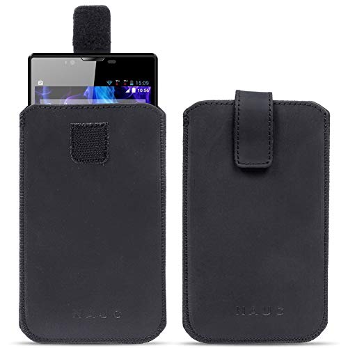 NAUC Leder Tasche Pull Tab Sleeve Smartphone 4,7-5,8 Zoll Hülle Schutzhülle Case Cover, Größe:Für 5.2-5.8 Zoll von NAUC