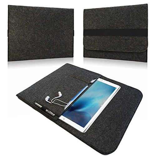 NAUC Schutzhülle kompatibel für Apple iPad Pro 12,9 Tasche Hülle Filz Sleeve Cover Notebook Case, Farben:Dunkel Grau von NAUC