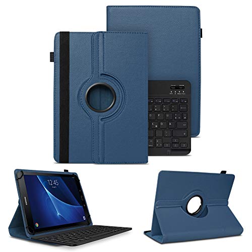 NAUC Schutzhülle kompatibel für Samsung Galaxy Tab A6 10.1 2016 Tasche Tablet Schutz Hülle Kunstleder Bluetooth Tastatur QWERTZ 360 Drehbar Cover Case Keyboard, Farben:Blau von NAUC