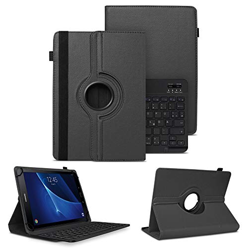 NAUC Schutzhülle kompatibel für Samsung Galaxy Tab A6 10.1 2016 Tasche Tablet Schutz Hülle Kunstleder Bluetooth Tastatur QWERTZ 360 Drehbar Cover Case Keyboard, Farben:Schwarz von NAUC