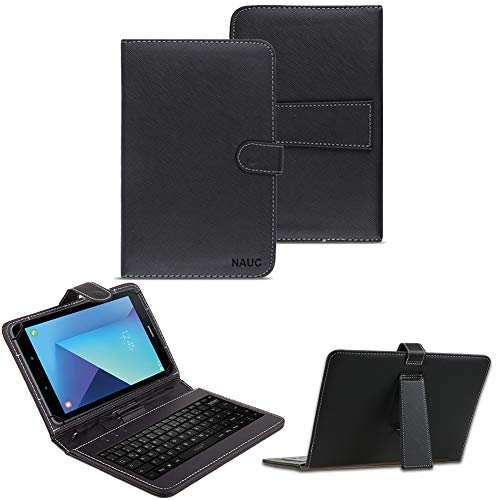NAUC Schutzhülle kompatibel für Samsung Galaxy Tab S2 9.7 Tablet Keyboard Micro USB Tastatur QWERTZ Tastatur mit aus Kunstleder Schwarz von NAUC