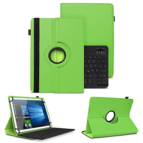 NAUC Schutzhülle kompatibel für Telekom T Tablet Tasche Tablet Schutz Hülle 10,4 Zoll Kunstleder Bluetooth Tastatur QWERTZ 360 Drehbar Cover Keyboard Case, Farben:Grün von NAUC