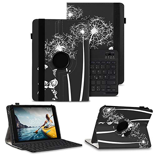NAUC Schutzhülle kompatibel für VALE Tablet V10E LTE-464 Tasche Tablet Schutz Hülle Kunstleder Bluetooth Tastatur QWERTZ 360 Drehbar Cover Case Keyboard, Farben:Motiv 12 von NAUC