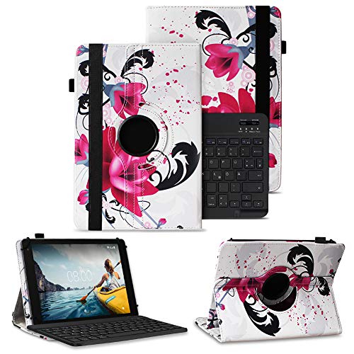 NAUC Schutzhülle kompatibel für VALE Tablet V10E LTE-464 Tasche Tablet Schutz Hülle Kunstleder Bluetooth Tastatur QWERTZ 360 Drehbar Cover Case Keyboard, Farben:Motiv 7 von NAUC